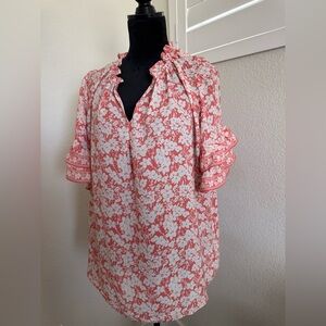 Max Studio Pink and White Floral Blouse